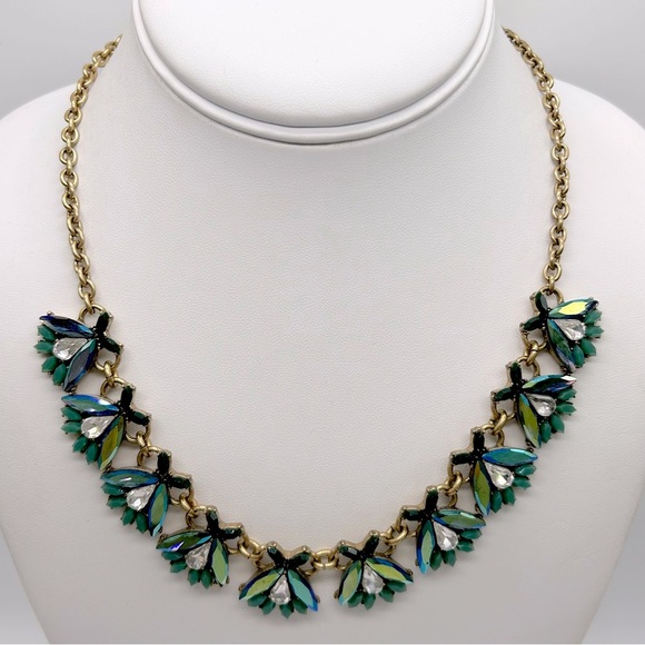 J. Crew Green AB Jeweled Necklace - Picture 2 of 3